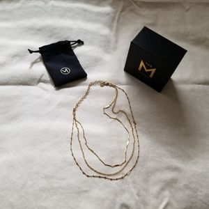 NEW W/ BOX TRIPLE CHAIN NECKLACE 18KT GOLD VERMEIL